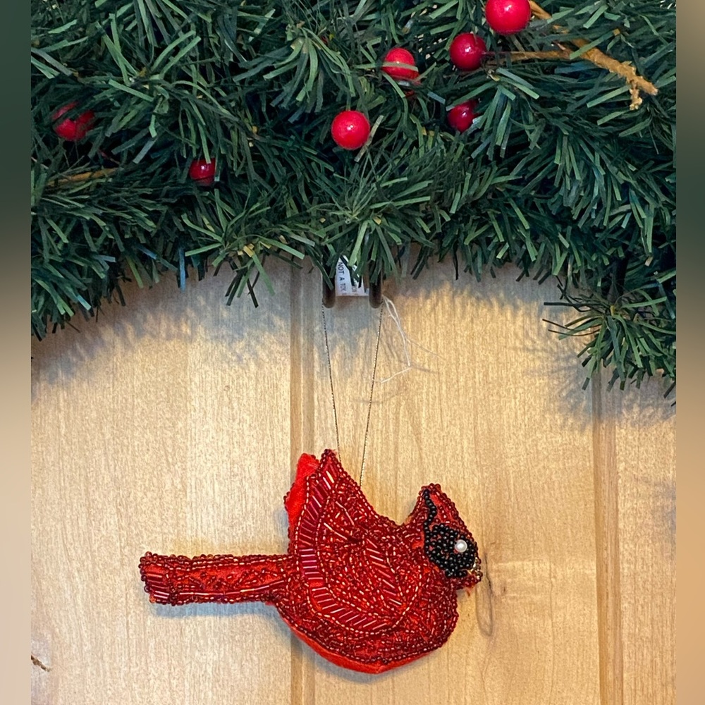 Red Beaded Cardinal Ornament